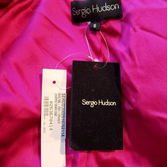 Sergio Hudson Pink Cropped Coat Wool Cashmere Jacket - Picture 6 of 15